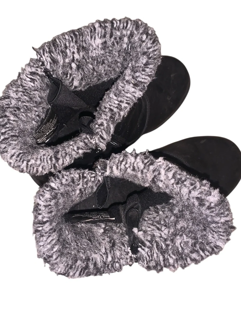 Totes Black Quilted Faux-Fur Lined Winter Boots Zip Up Womans 7